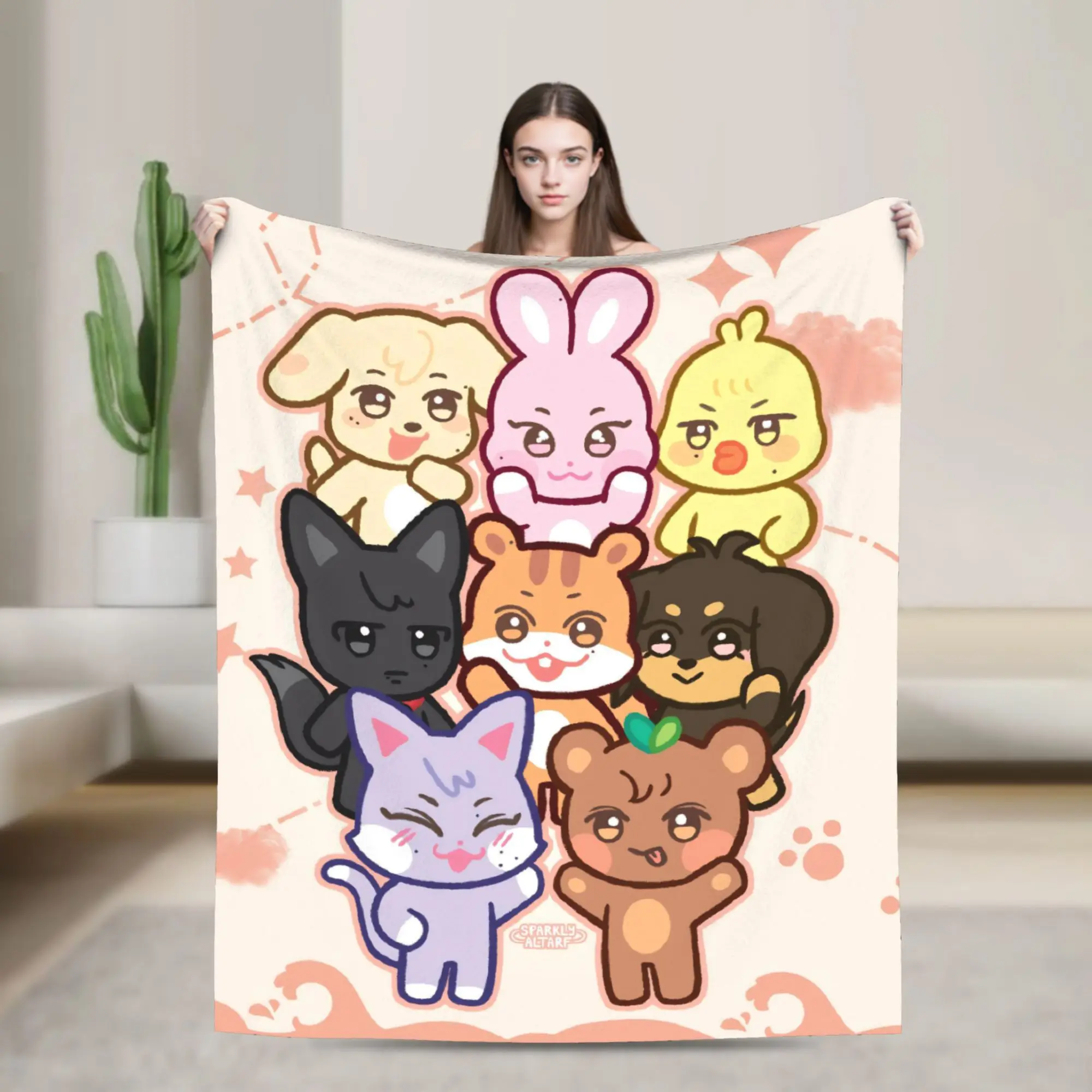 Kpop Ateezs Band Blanket Quality Warm Soft  Throw Blanket Winter Kids Living Room Aesthetic Bedspread