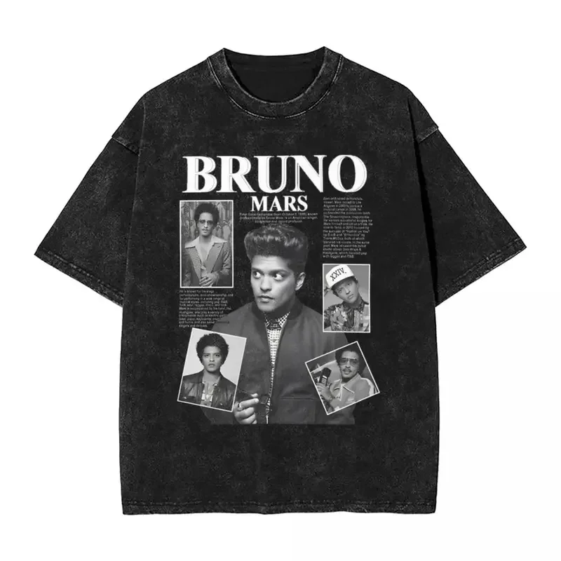 Bruno Mars pop music t shirts hip hop washed Harajuku T-shirts American singer Vintage Men tops streetwear printed tee shirt