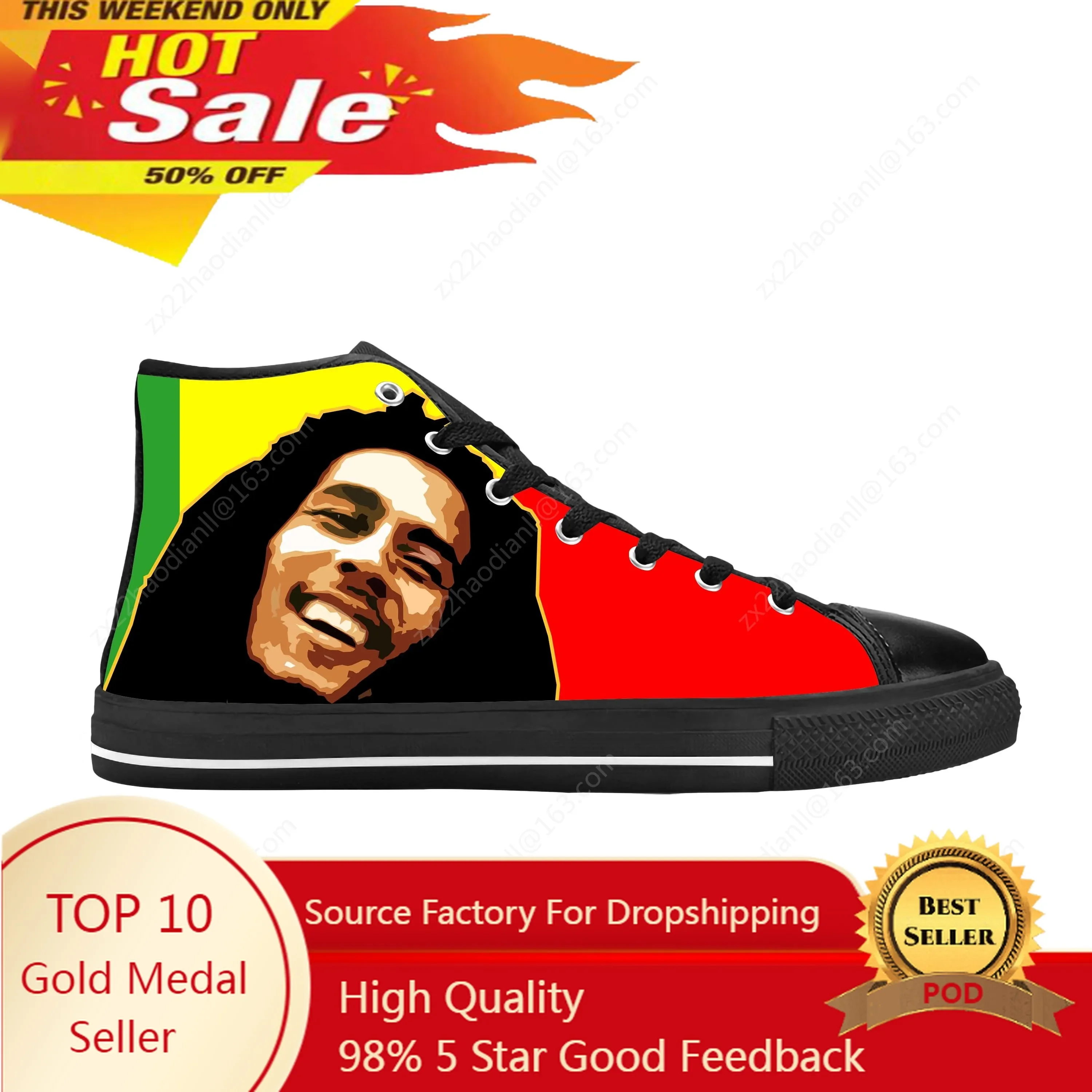 

Legend Bob Marley Reggae Rasta Music Rock Fashion Casual Cloth Shoes High Top Comfortable Breathable 3D Print Men Women Sneakers