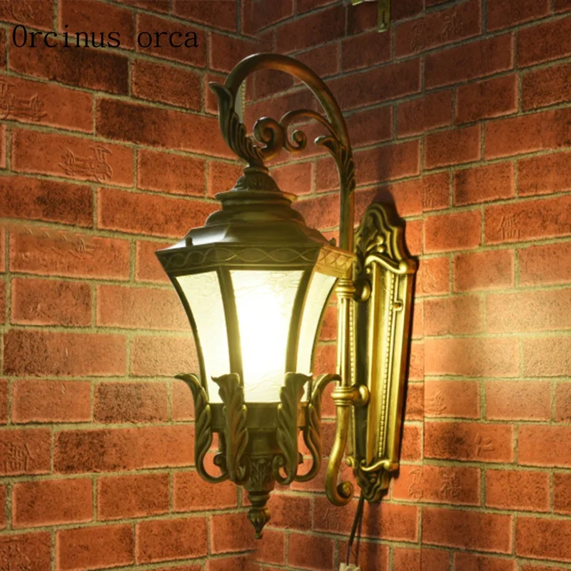 

European retro outdoor wall lamp patio balcony American copper LED creative waterproof wall lamp free shipping