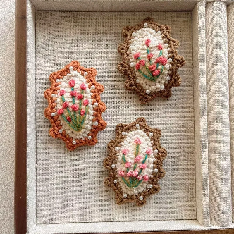 【1[pair】hair brooches handmade crochet flower hair clips y2k accessories hairpin Hair bows girl cutecore Korean style