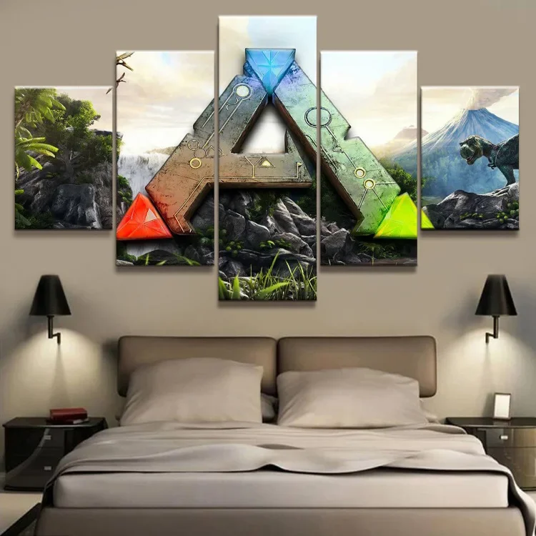 

100CM high-definition framed 5-piece decorative painting, night elf elk home decoration mural