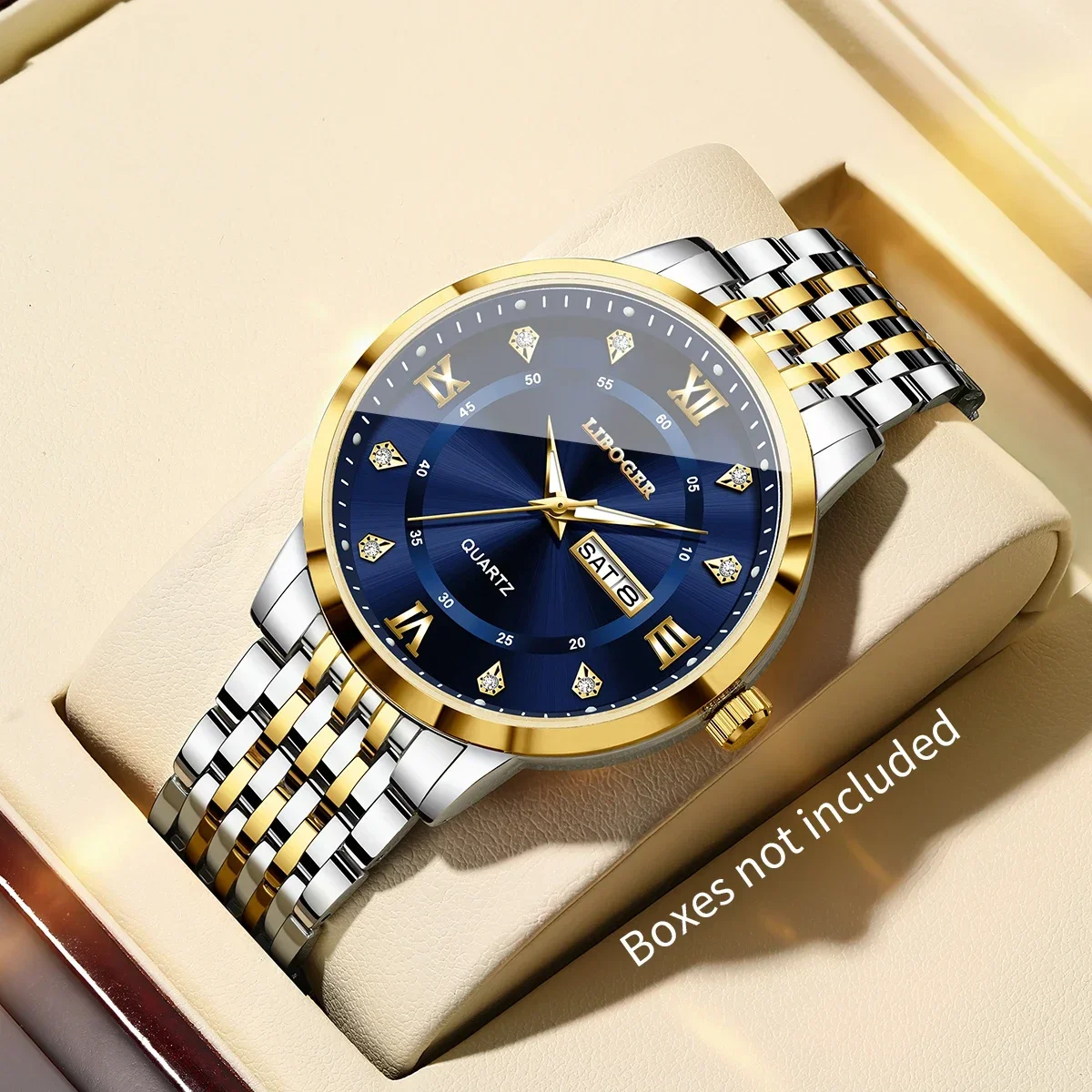 Luxury  Stainless Steel Strap Men Business Watches Roma Dial Men's Calendar Quartz Wristwatch Relogio Masculino(Without Box)