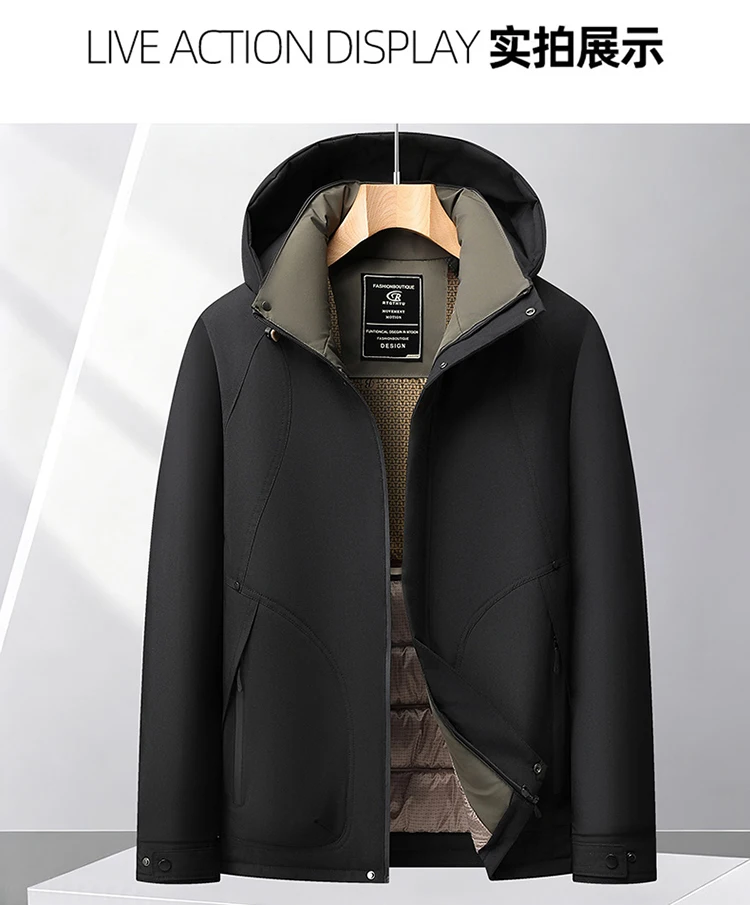 High Quality Windproof Parkas Men Autumn Winter Business Casual Parkas Thick Detachable Hood Sport Versatile Coat Outdoor Parkas