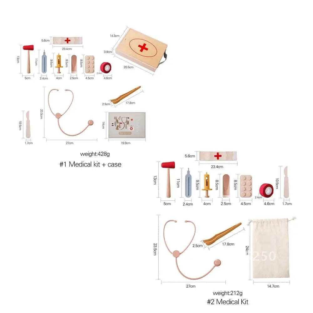 مجموعة ألعاب طبيب الأطفال صندوق طبي محاكاة خشبي ألعاب أطفال مونتيسوري لعبة تعليمية هدايا منزل الطفل