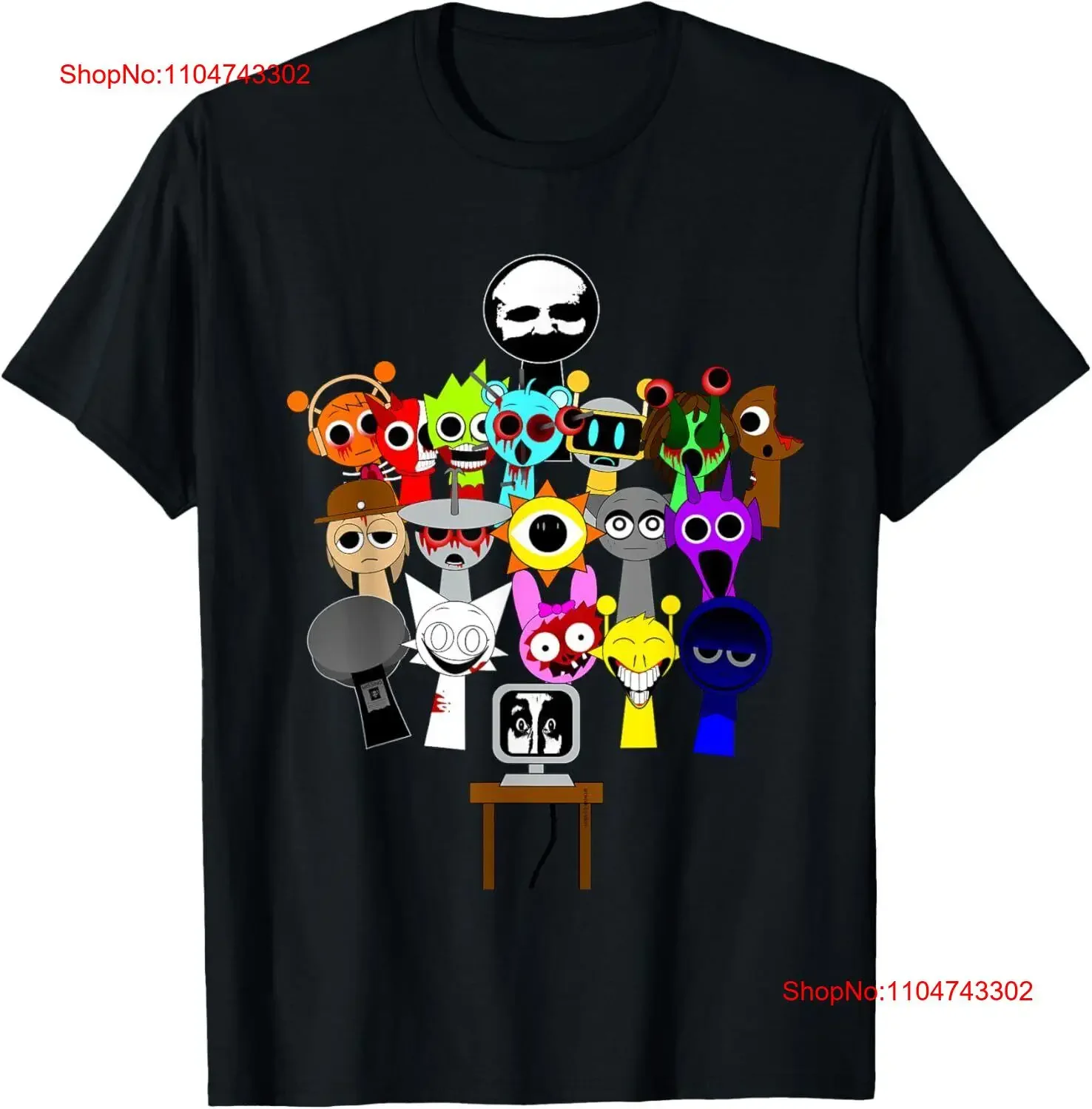 All Sprunki phase 2 horror evil scary Boys Girls T Shirt  vintage Washed Casual graphic Slightly Top For Everyday Wear Soft