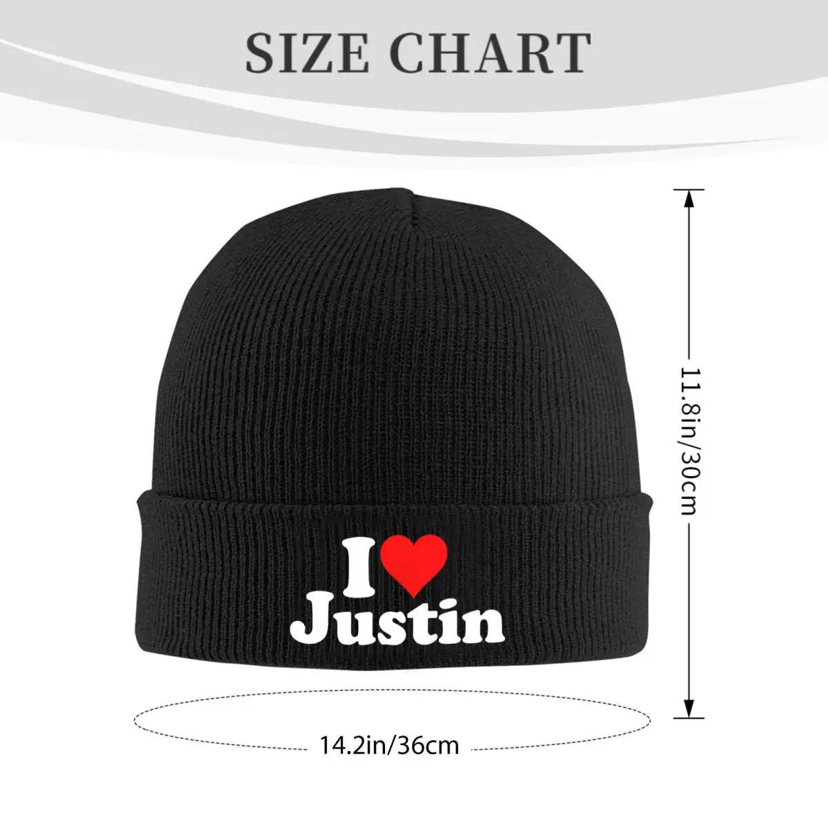 I Love Heart Justin Bieber Knitted Caps for Women Men Beanies Winter Hat Acrylic Warm Melon Cap