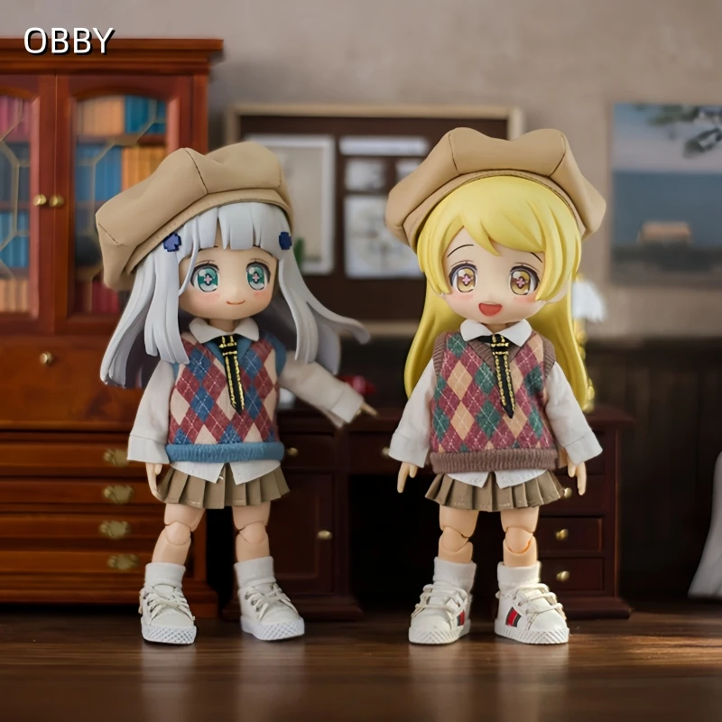 For Obitsu 11 Vintage Beret British Uniform For OB11 Gsc 1/12 Molly YMY Dress Up Doll Outfit Clothes Gift Idea