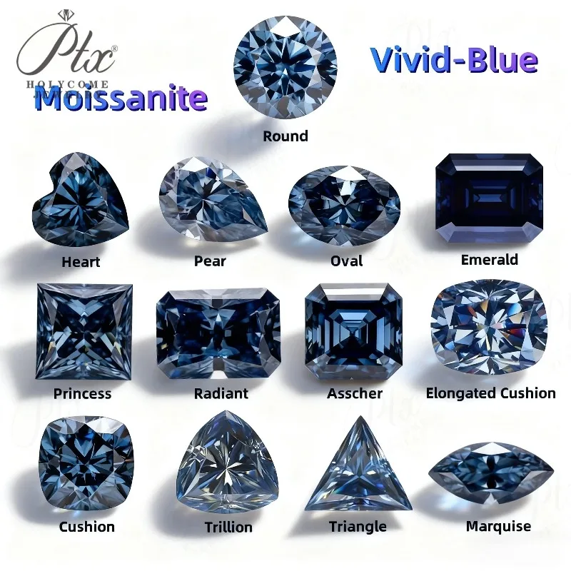 Großhandel Moissanit-Edelsteine 0,5-10ct Leuchtend Blau Verschiedene Formen Rund/Oval/Herz-Schliffe für DIY-Schmuckherstellung & Maßgefertigte Accessoires – Detail 3