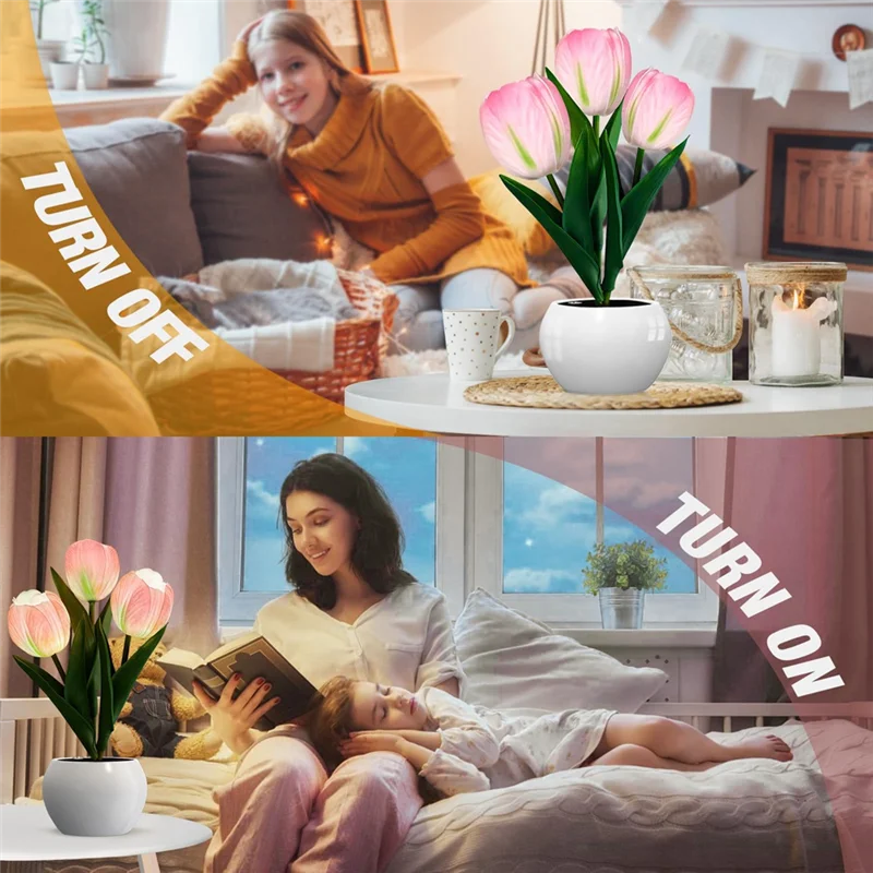 Lampu Tulip ABNM Lampu Meja Bunga Lampu Malam Tulip Led untuk Ruang Tamu Kamar Tidur
