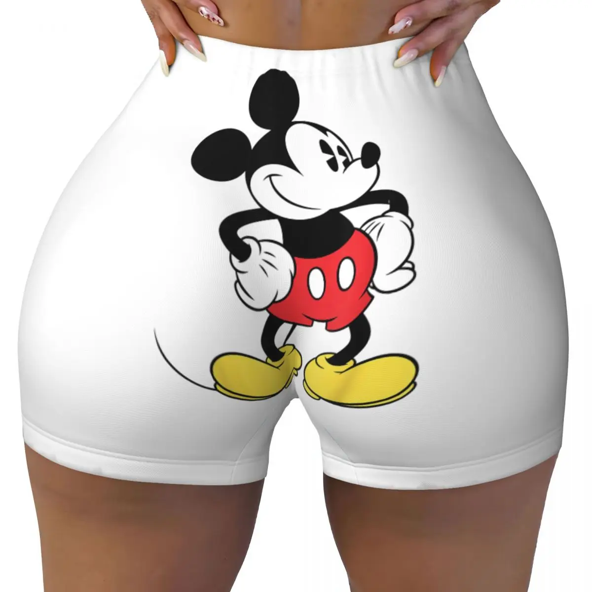 Women's Workout Yoga Short Mickey Mouse High Waist Shorts Butt Fitness Pants Tights