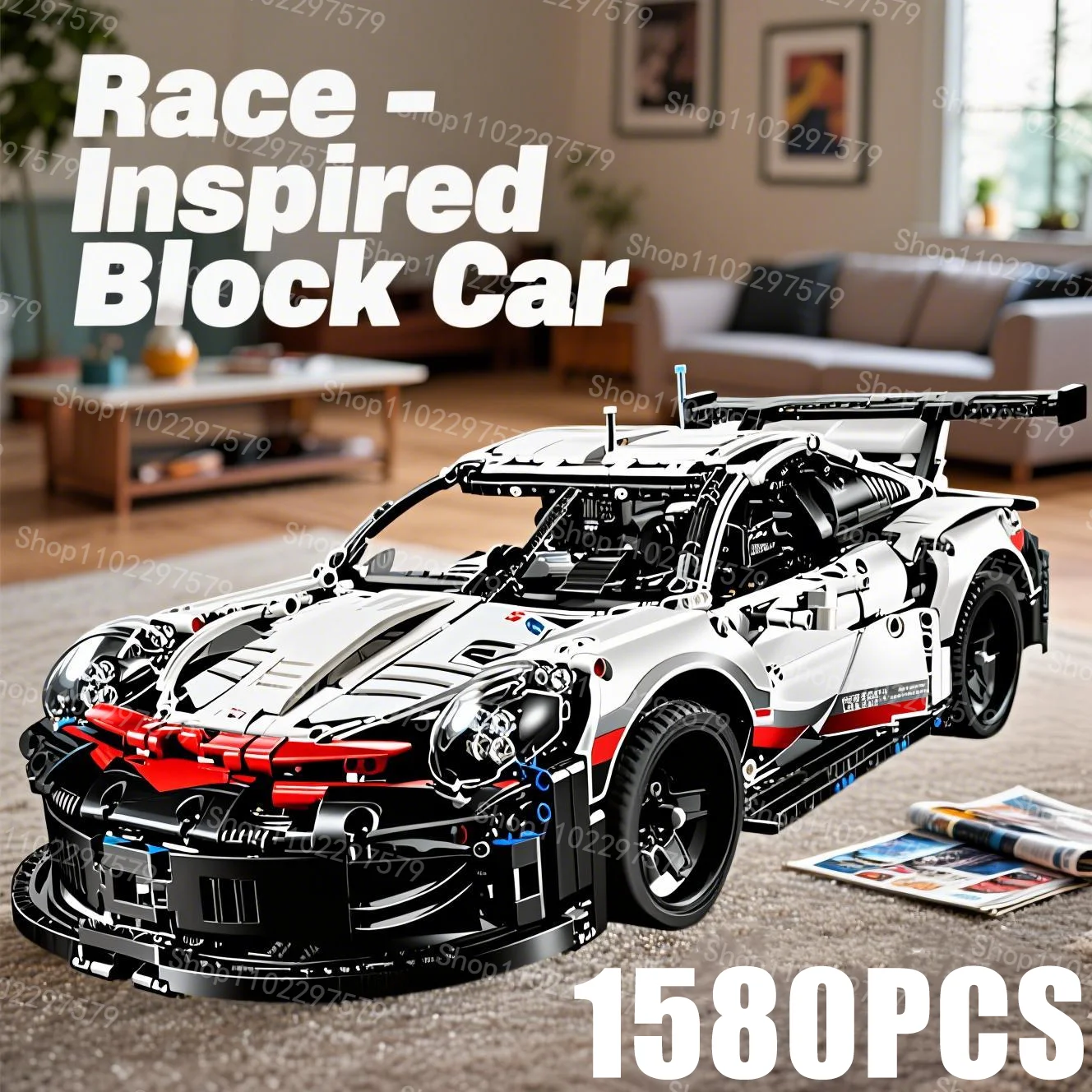 1580 pièces RSR Voiture de course 42096 Performances Groupe mécanique Blocs de construction à l'échelle 1:8 Voiture de sport MOC Détails réalistes Modèle de véhicule