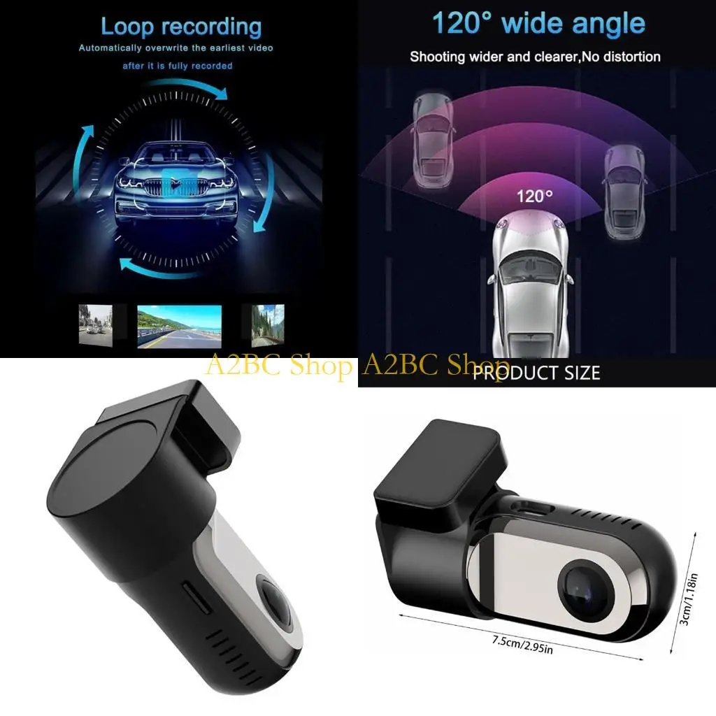 A2BC Car DVR Driving Camera Wifi Camcorder Support Rearview Camera Video Recorder Night Recording Dashcam 24H Parking Monitor