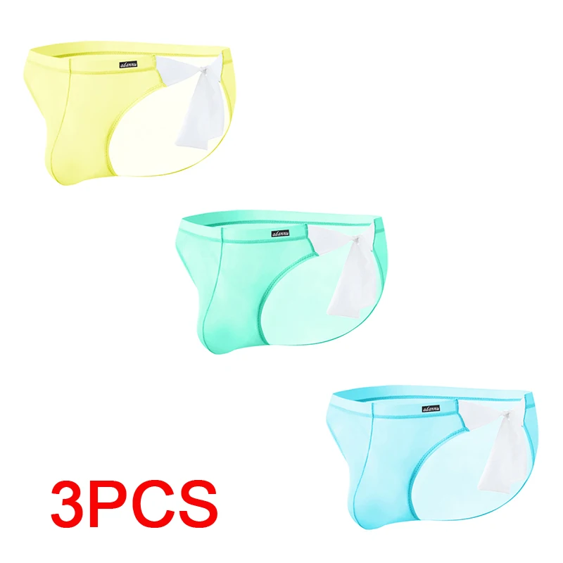 

Low Underwear Fashion Men's Panties Bow Summer Underpants Mini Slip Brief Men Lingerie G-string Sexy Adult Man Bikini Briefs Hot