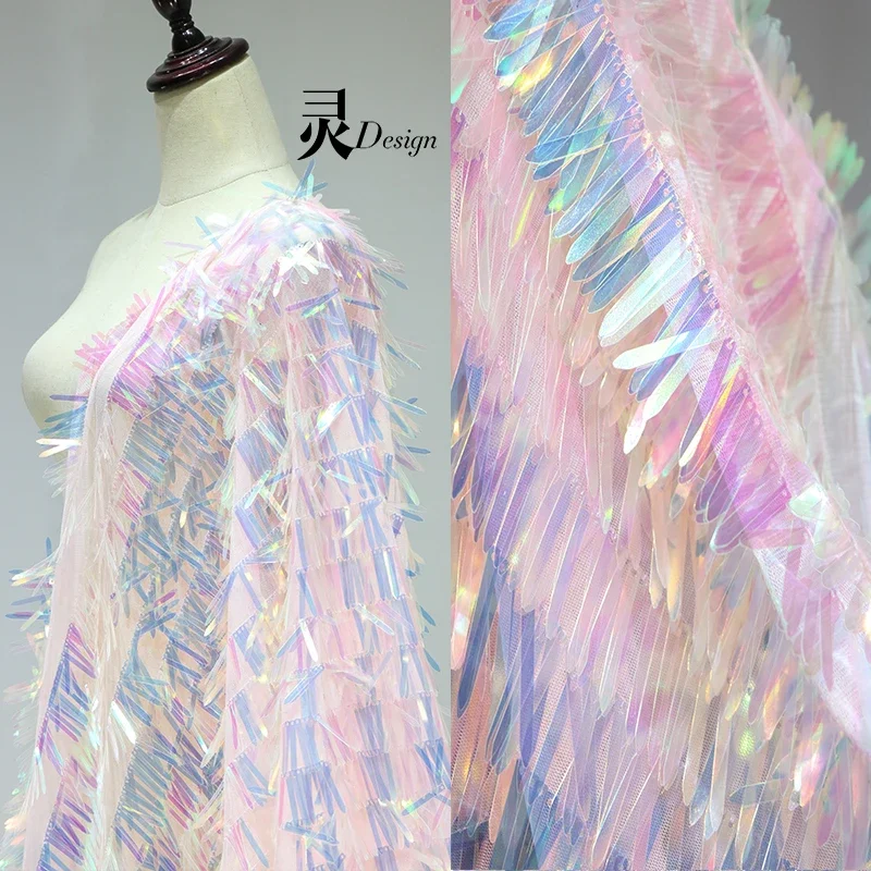 

Иллюзионная цветная светоотражающая сетчатая ткань с блестками, градиент, модное платье, фотография, декоративная занавеска, фон, ткань, шитье своими руками