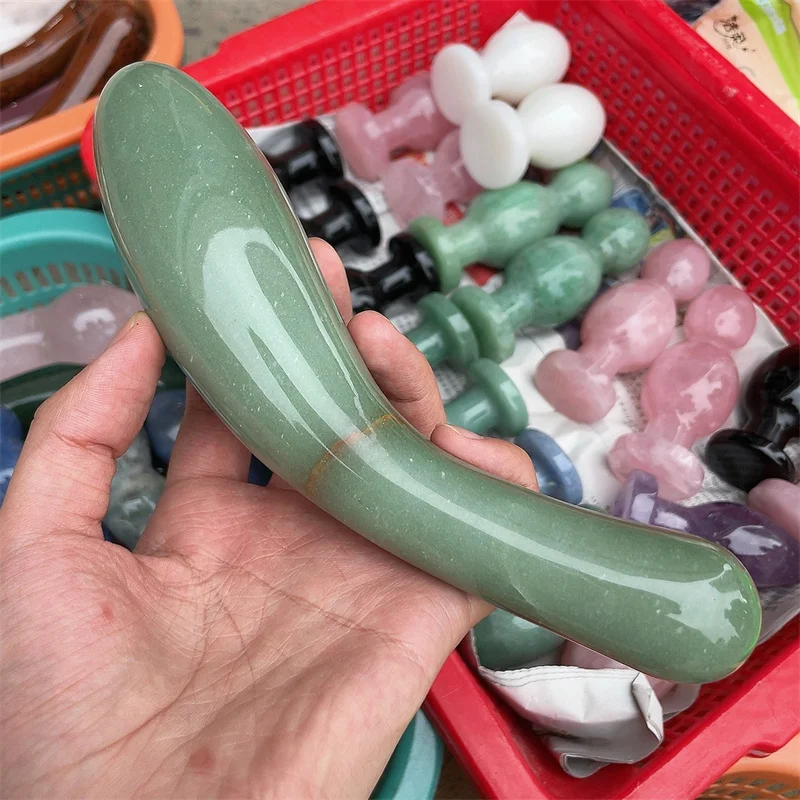 Natural Green Aventurine Massage Stick Penis Carvings Hand Carved Crystal Craft Healing Gemstones For Home Decoration 1pcs