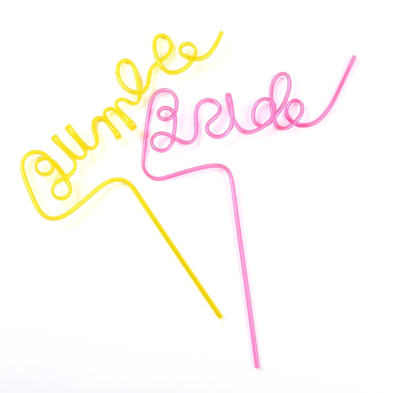 

New Bride Straw Bachelorette Party Reusable Plastic Drinking Straw Bridal ShowerDecor Photo Prop Bride To Be Gift Gifts Wedding