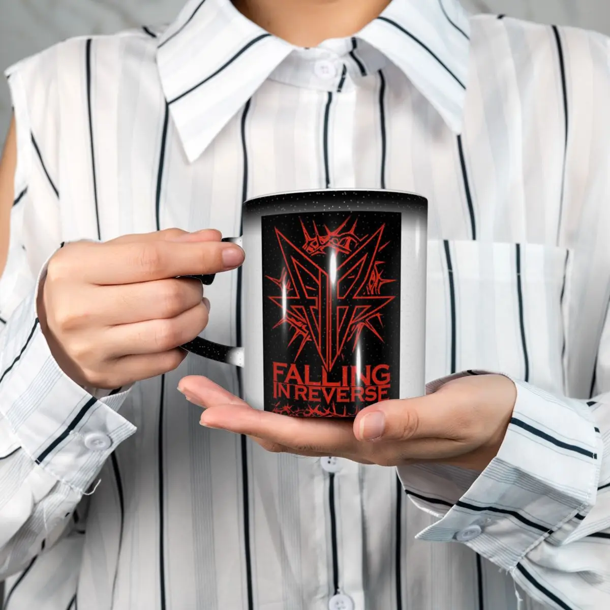 Rock Band Falling In Reverse Print Mug Funny Ceramic Coffee Cups Tea Mugs Milk Cup Drinkware Gift for Woman Man