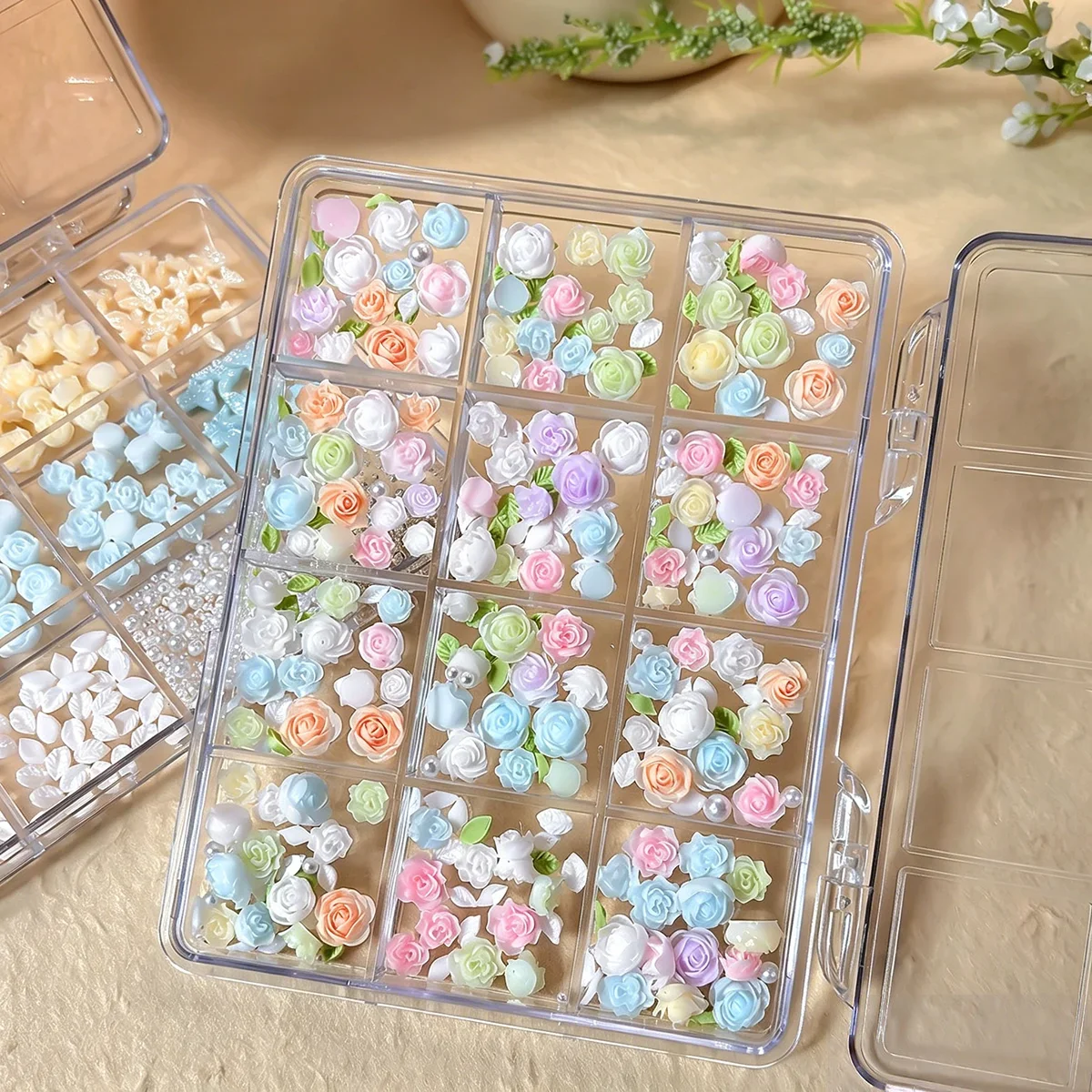 Mixed Color Three-dimensional Mini Camellia Rose Bow Resin Simulation Flower Cream Glue Phone Case Decoration DIY Accessories