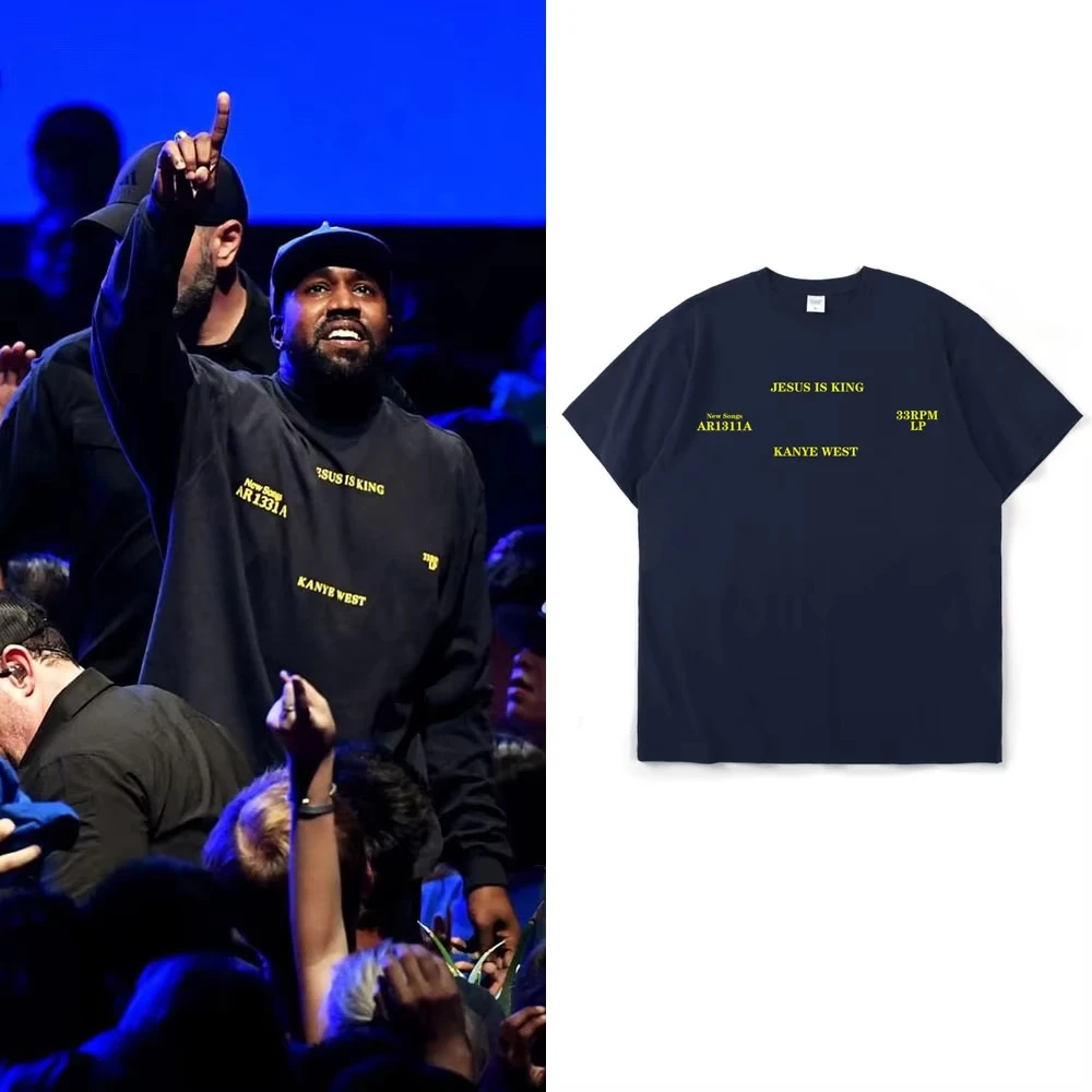 Hot Sale Kanye West Jesus Is King Graphic Print T-shirt Men Women Streetwear Fashion Loose Oversized Short Sleeve Summer New Tee