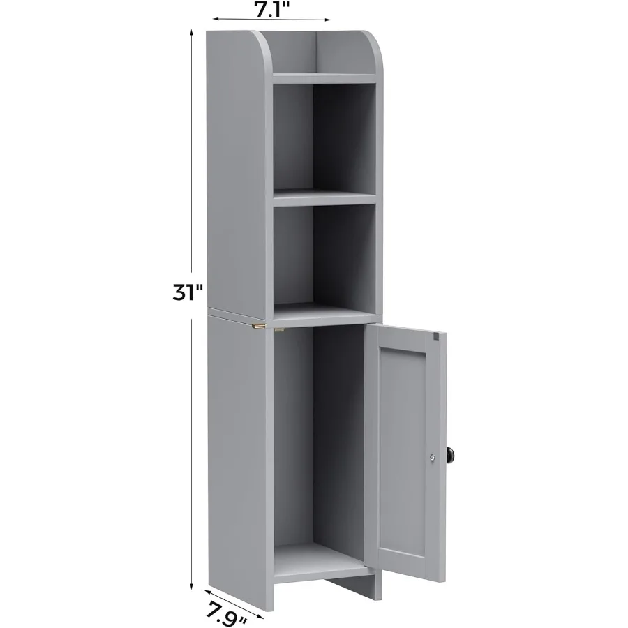 خزانة أرضية زاوية مدمجة مع باب وأرفف قابلة للتعديل لتخزين الحمام الصغير بجانب حامل ورق المرحاض مثالي لـ Sk