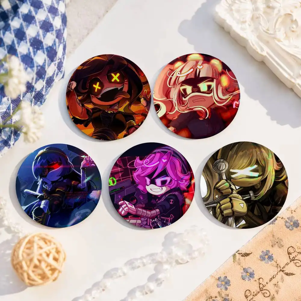 Anime M-urder D-rones N Lizzy Uzi Cartoon Brooches Anime Badge Round Handmade Brooch Lapel Pins Jewelry  Backpack Clothes Gifts