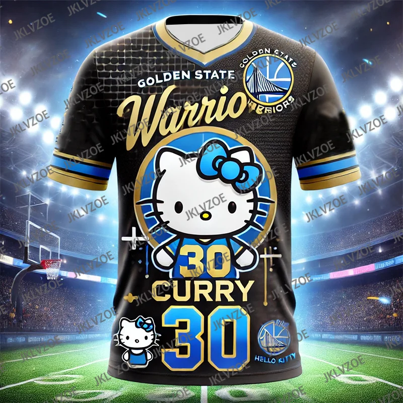 CHATGPT Designed Special Hello Kitty Pattern Football Jersey Curry No.30 Soccer Jersey Training Uniform Breathable Unisex Tshirt