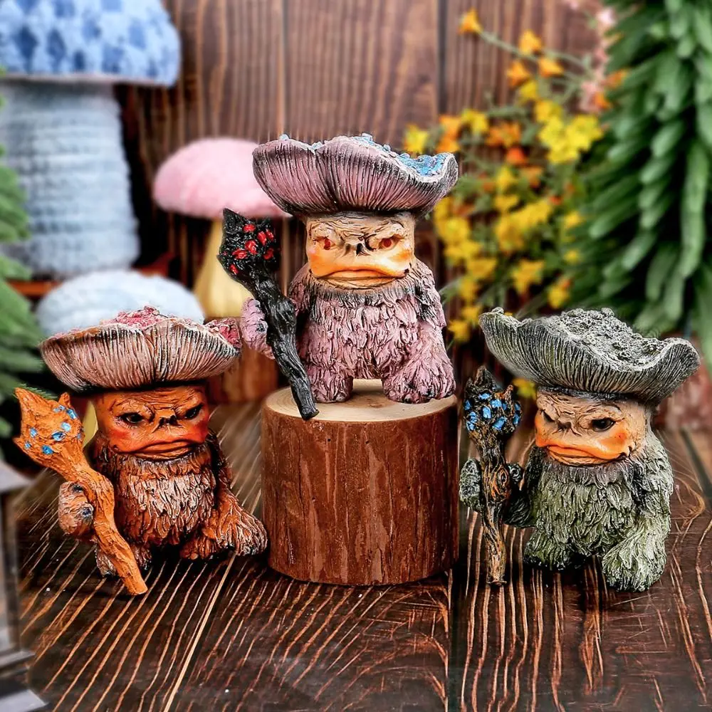 New Shaman Wizard Dwarf Mushroom Sculpture Creative Crafts Fairy Tales Mushroom Home Decor Outdoor Garden Resin Ornaments