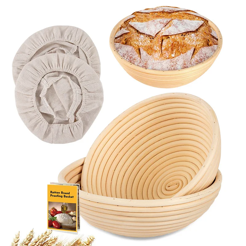 

Корзина для расстойки хлеба из ротанга - круглая и овальная чаша для ферментации в европейском стиле, форма для выпечки ручной работы из натурального волокна для ремесленного хлеба