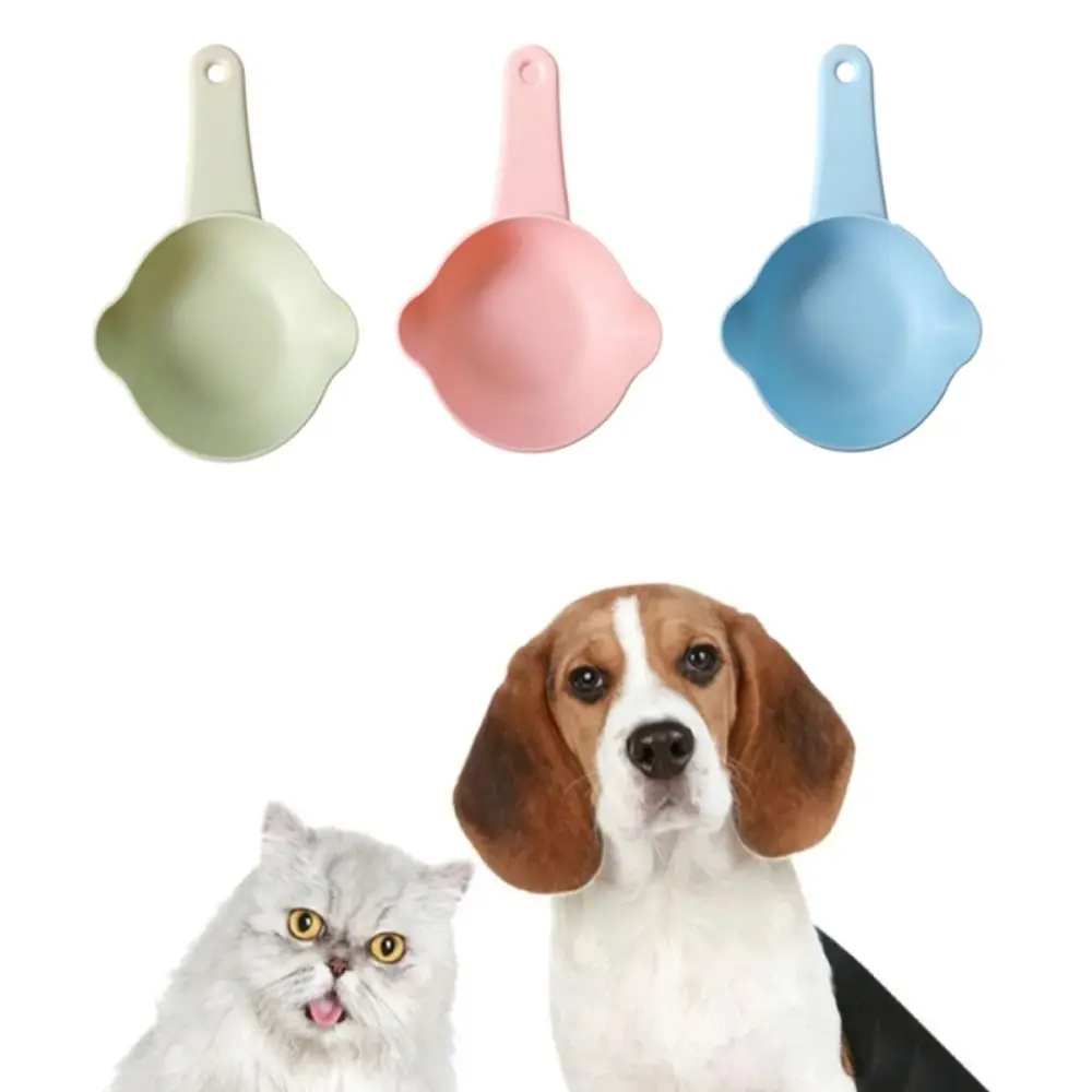 Portable Pet Dry Food Spoon With Hanging Holes Colorful Plastic Pet Measuring Shovel Home Indoor Kitten Food Feeding Accessories