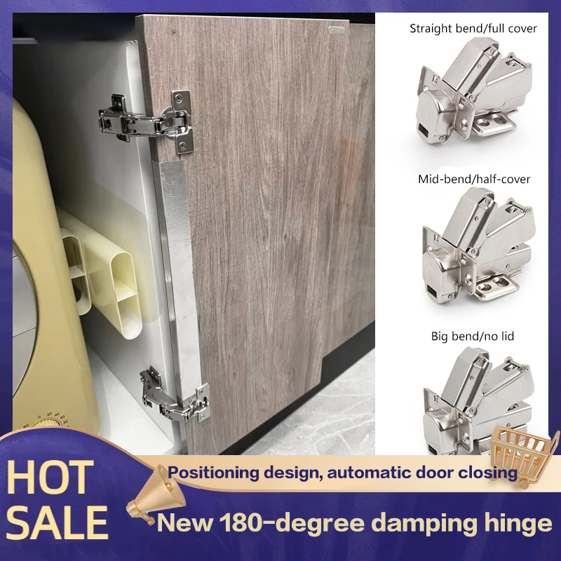 

180 Degree Damping Hinge Large Angle Hydraulic Hinge Special Corner Cabinet Wardrobe Door Hinge Flat Door Hinge