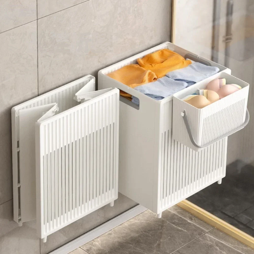Cesta para la colada, carrito multifuncional de plástico, accesorios plegables para ropa sucia, cestas de almacenamiento de gran capacidad para el hogar y el baño