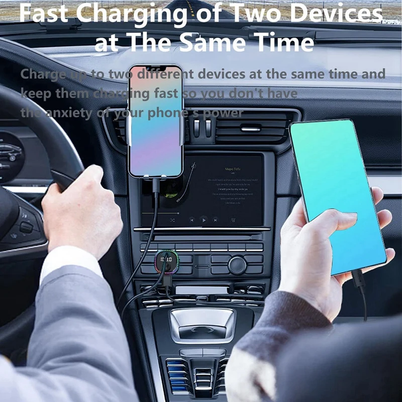 Bluetooth 5.3 FM Transmitter For Car, Bluetooth Car Adapter, Support MP3 Player, Handsfree Calling, LED Backlit, U Disk