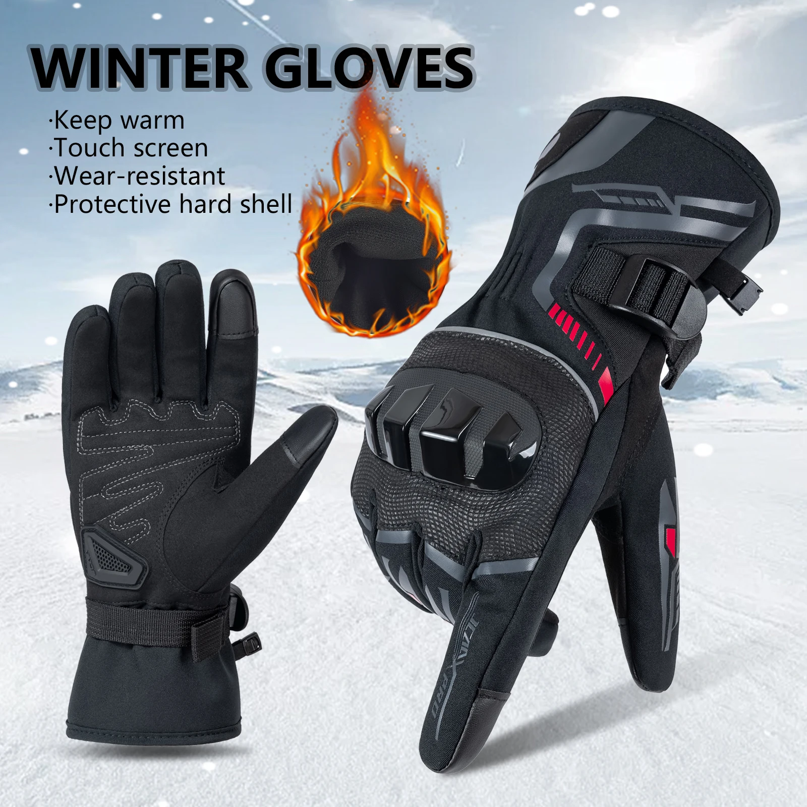 

New Winter Warm Motorcycle Gloves Men Women Waterproof Motocross Gloves Anti-fall Motorbike Gloves Touchscreen Snowmobile Gloves