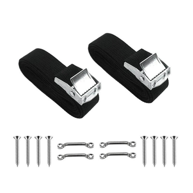 92MF Ice Chest and Battery Case Fastener Set, 25 mm x 122 cm, with Two Lashing Bands, 4 Metal Anchors and 8 Screws for Marine