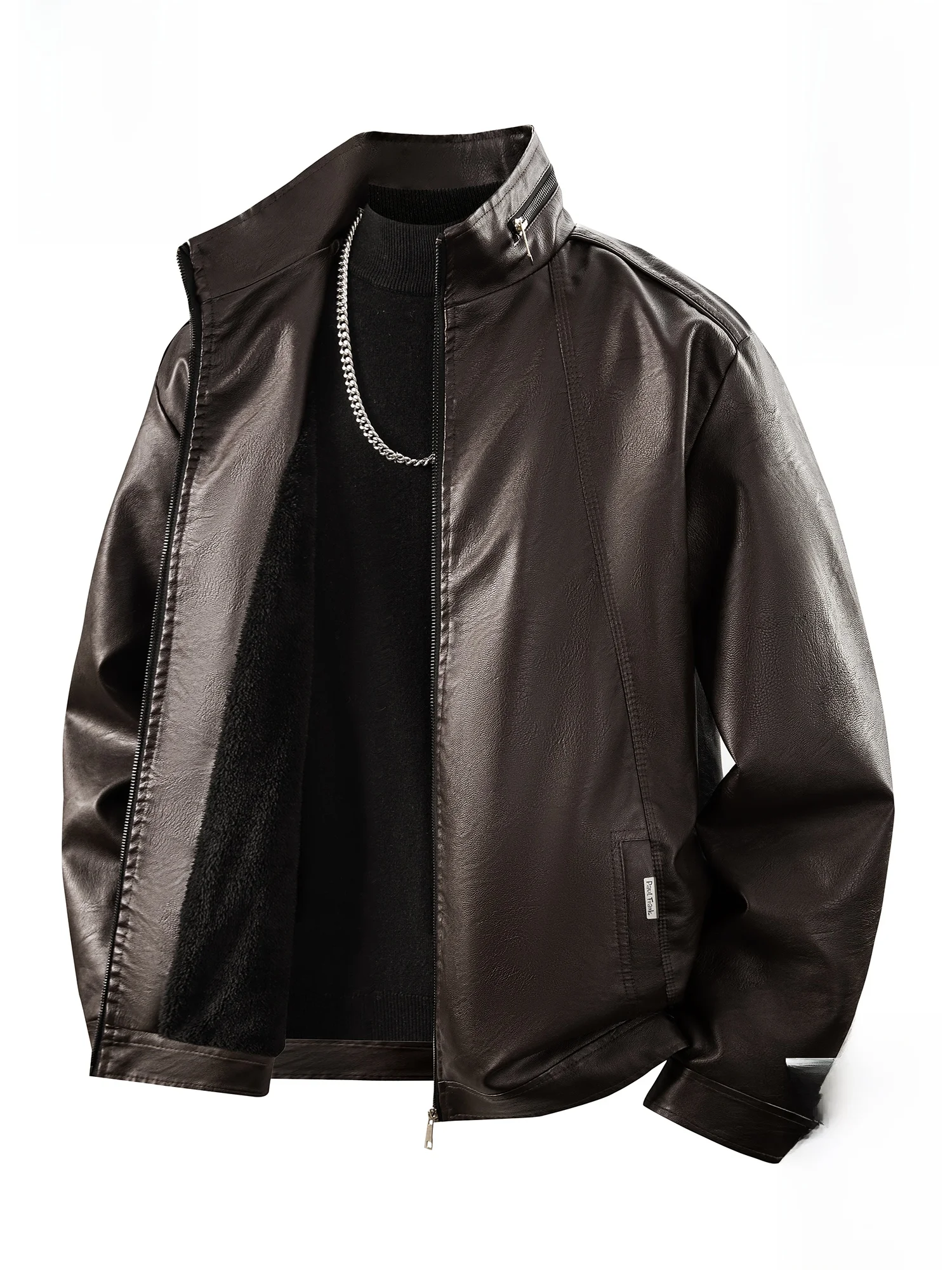 

Зимняя мужская куртка Paul Frank с флисовой подкладкой, повседневная, для отдыха и работы, из искусственной кожи, с принтом обезьяны, свободного кроя