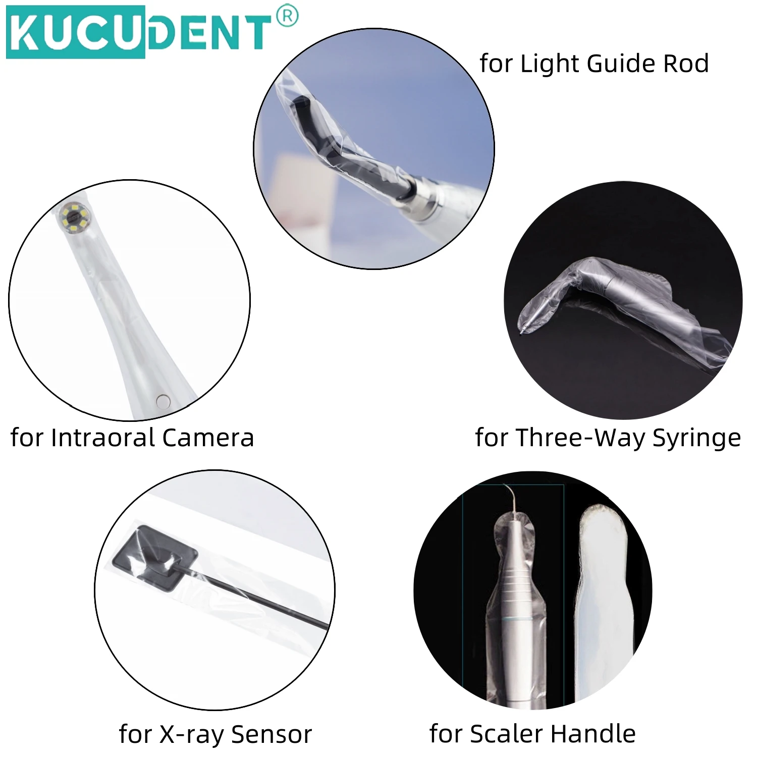 KUCUDENT Dental Disposable Protective Sleeve for Intraoral Camera X-Ray Sensor Scaler Handle Light Guide Rod Sheath Film Cover