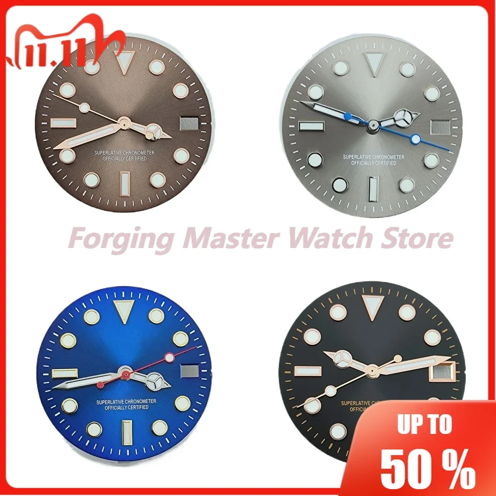 28.5mm NH35 Dial Watch Dial S Dial Green Luminous Face for Yacht-master NH35 NH36 Automatic Movement Watch Accessories