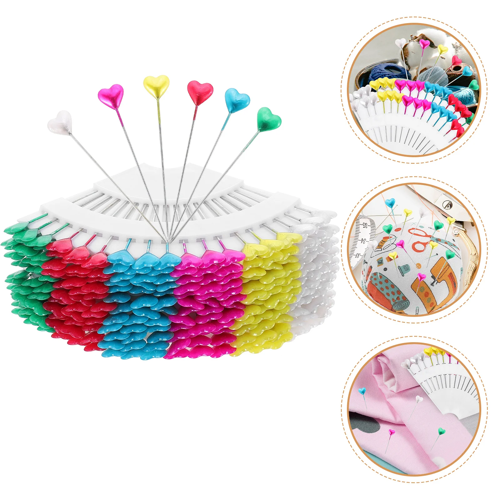 

216 Pcs Heart Shape Head Pins Sewing Supplies Quilting Needle Decorative Wedding DIY Pearlescent Positioning Needle Crafts