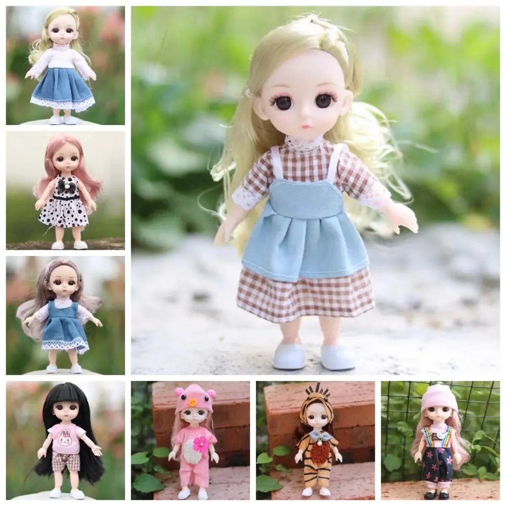 1/12 BJD BJD Pop met Kleding 13 Beweegbare Gewrichten Blauwe Ogen Mini Meisje Pop met Kleding met Schoenen met Kleding