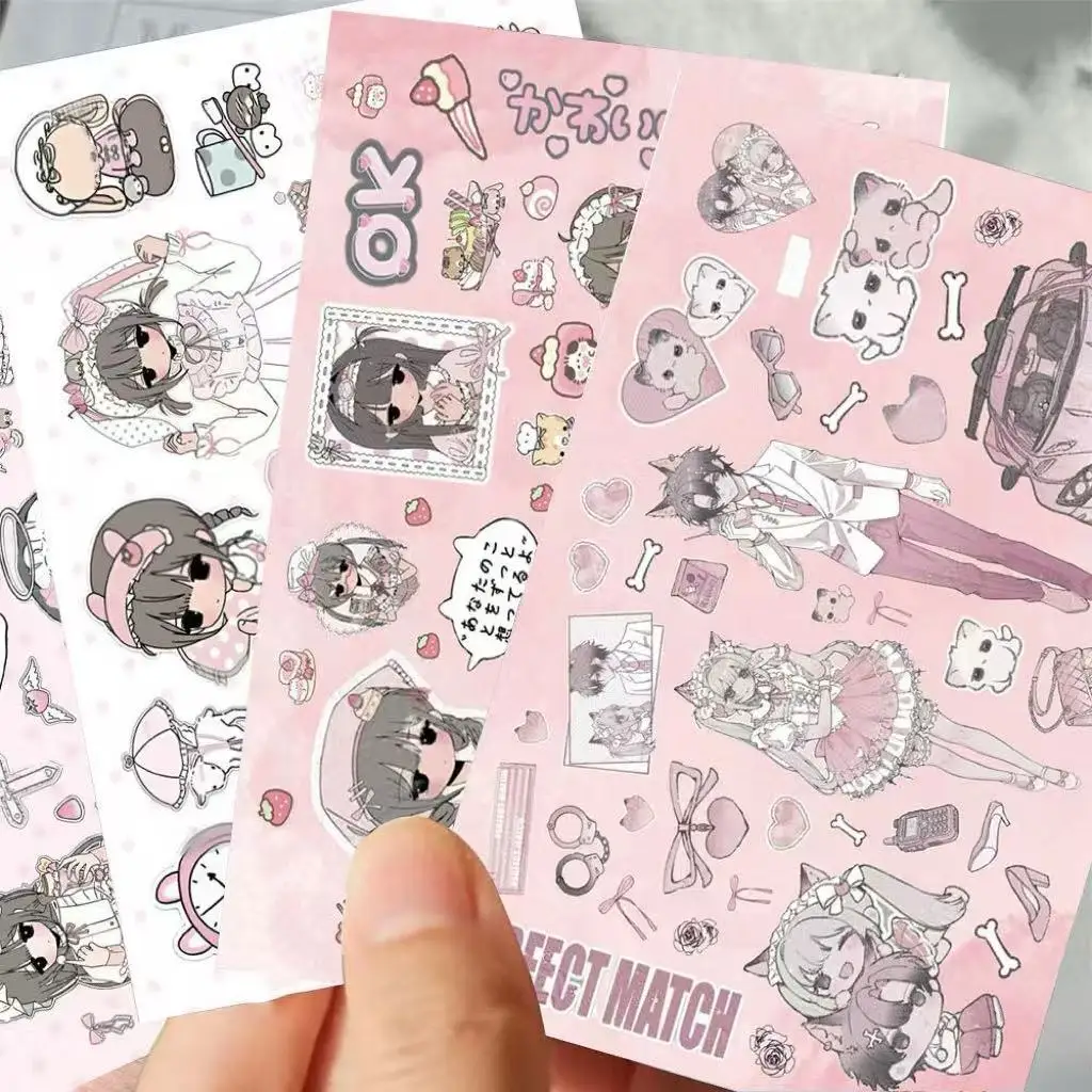 8PC Mix Sweet Berry Girl’s Diary Cutting Film Sticker Popular Cute Two-Dimensional Packaging Material Waterproof Sticker Gift
