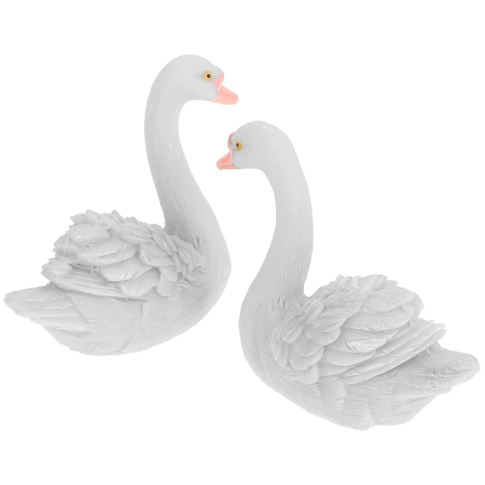 

2pcs Resin Swan Figurines Home Decor Garden Decoration Simulation Small Statue Durable Fadeless Fine Detail Environmentally