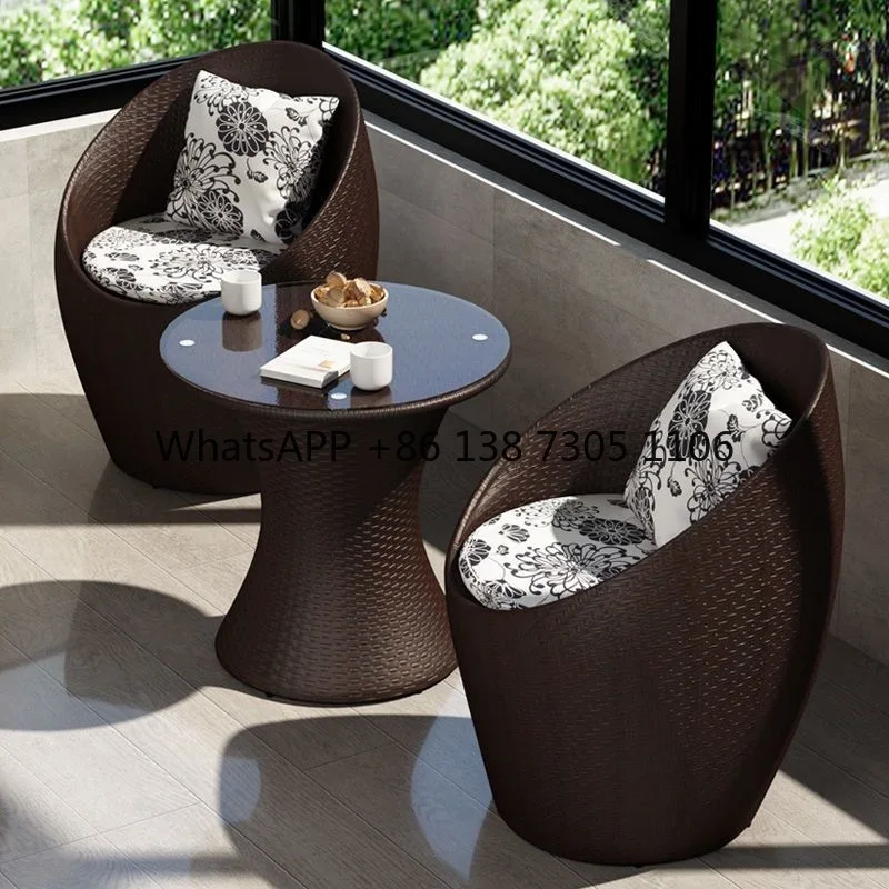 

Rattan chair three-piece balcony table and chair one table two chairs coffee table combination courtyard outdoor leisure indoor