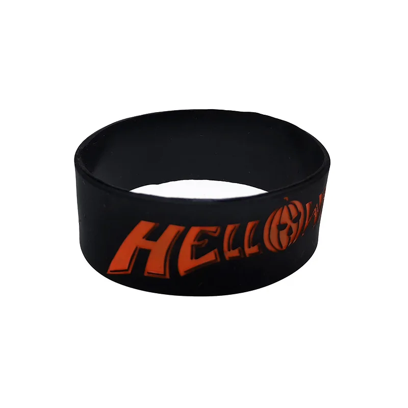 25 Stück, 2,5 cm breite Halloween-Silikonarmbänder, Party- und Festivalarmbänder, schwarz und orange. – Detail 8