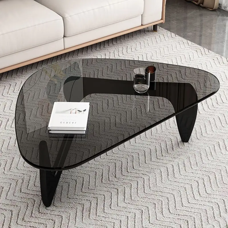 

Modern simple creative round coffee table household small apartment living room tempered glass coffee table Internet celebrity g