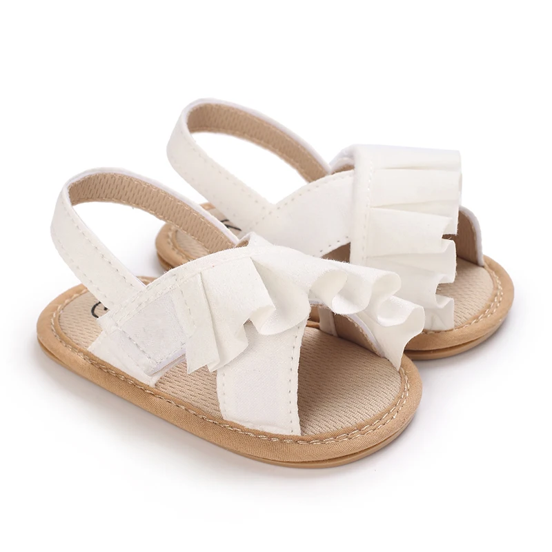 White Bow Princess Baby Sandals 0-18M Infant Pre-Walker Shoes Open Toe Summer Soft Rubber Sole Footwear