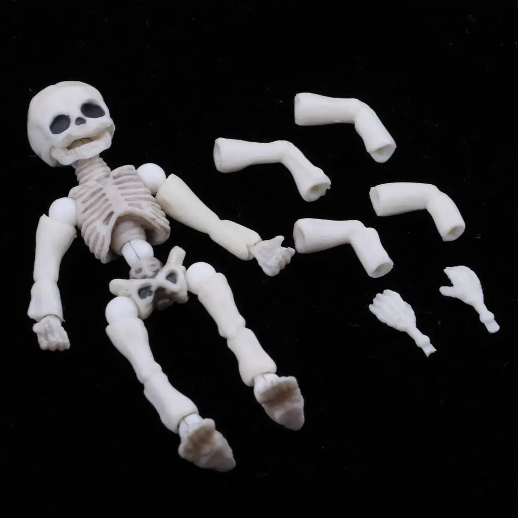 Miniature Skeleton Doll Action Figures Set for Kids' Pretend Play