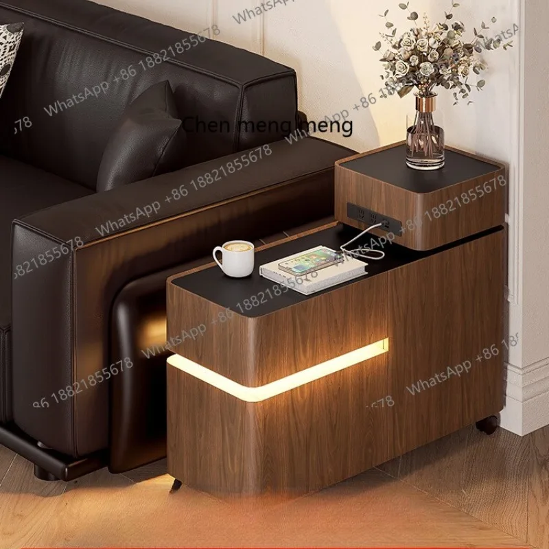 

A few removable side cabinets on the sofa side, walnut extremely narrow rock slab, tea cabinet, sofa side