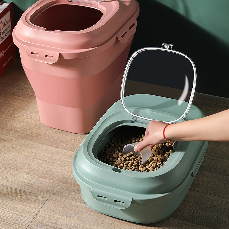 Pet Dog Food Storage Container 23L Dry Cat Food Box Bag Moisture Proof Seal Airtight with Measuring Cup Kitten Litter Products