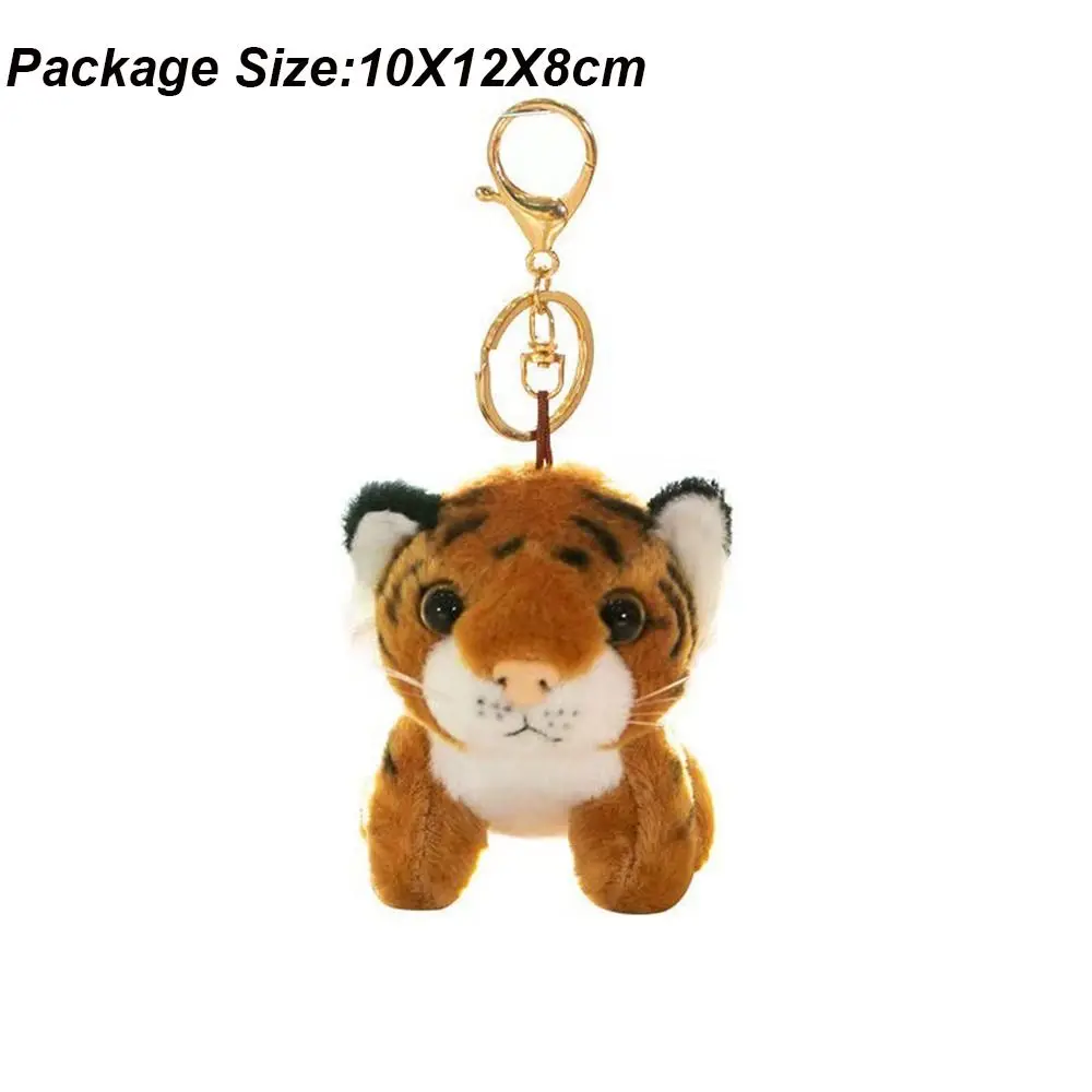Lindo llavero de peluche de tigre, Animal relleno, llaveros de tigre divertidos, cartera suave de dibujos animados, decoración colgante para niños